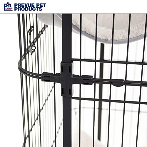 Prevue Pet Products Deluxe Cat Home with 3 Levels, Metal and Plastic Crate Kennel Home for Cats and Kittens, Multi-Level Cage, Black