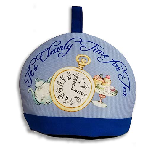 Whimsly Tea Cozy 2 Cup Size Insulated - Alice in Wonderland Theme , Blue