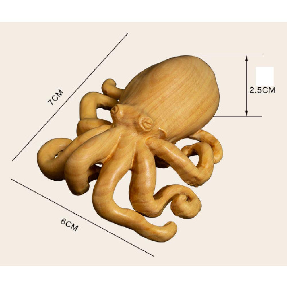 Amazon.co.jp: ツゲの木彫りの彫像の彫刻本物の木の装飾動物のタコの像