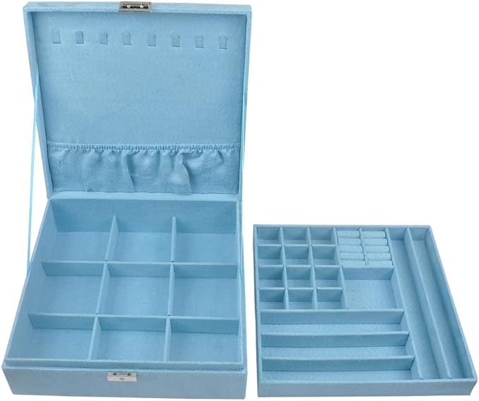 Joyero Organizador con Llave 25x25x8cm Azul miniatura 4