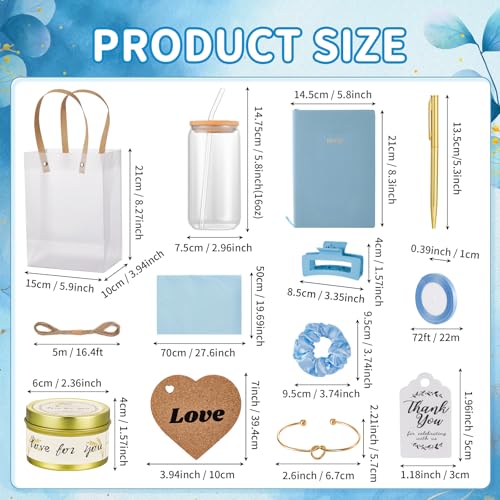 68Pcs Baby Shower Prizes for Game Winners Gifts Wedding Bridal Shower Gifts Including Glass Cans Notebooks Soy Candles Hair Clips for Baby Shower Wedding Bridal Shower Game Prizes (6, Blue)