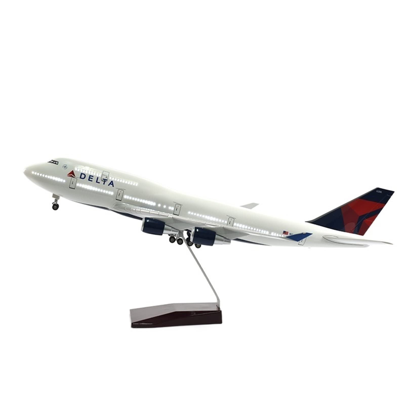 47cm Talon dla Boeing B747 Model samolotu 1 w skali 160 odlewane ciśnieniowo koło z żywicy kolekcja prezentów Hobby zestaw do gry (Delta ze światłem)