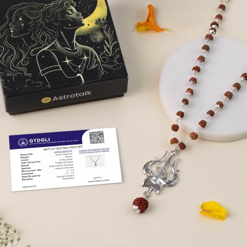 Image of Astrotalk Divya Shankh Rudraksha Mala | Nepal Origin 5 Mukhi Rudraksha Mala with Shankh Pendant for Protection, Peace & Spiritual Growth | Mala Gift for Man & Woman