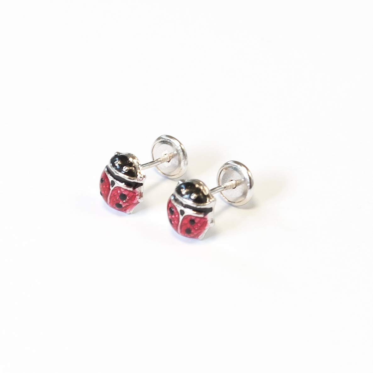 Mondepetit AG-2899/F - Pendientes de bebe/niña plata Mariquita Mediana - Estuche Regalo