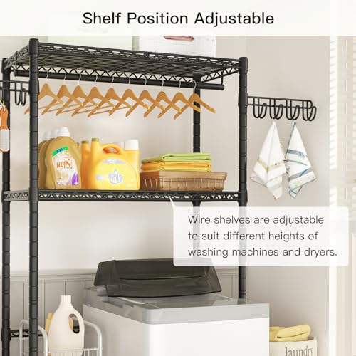 Ulif U12 2-Tier Laundry Storage Rack for Washer and Dryer, Black