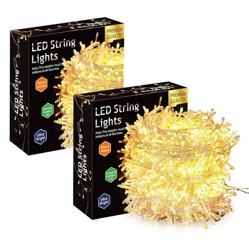 Image of Gesto Warm White Led Serial String Lights - Waterproof Copper Wire Yellow Fairy Lights for Home Decoration,Christmas, Deepawali & Diwali Decoration Lights for Balcony Outdoor (19 Meter | Pack of 2)