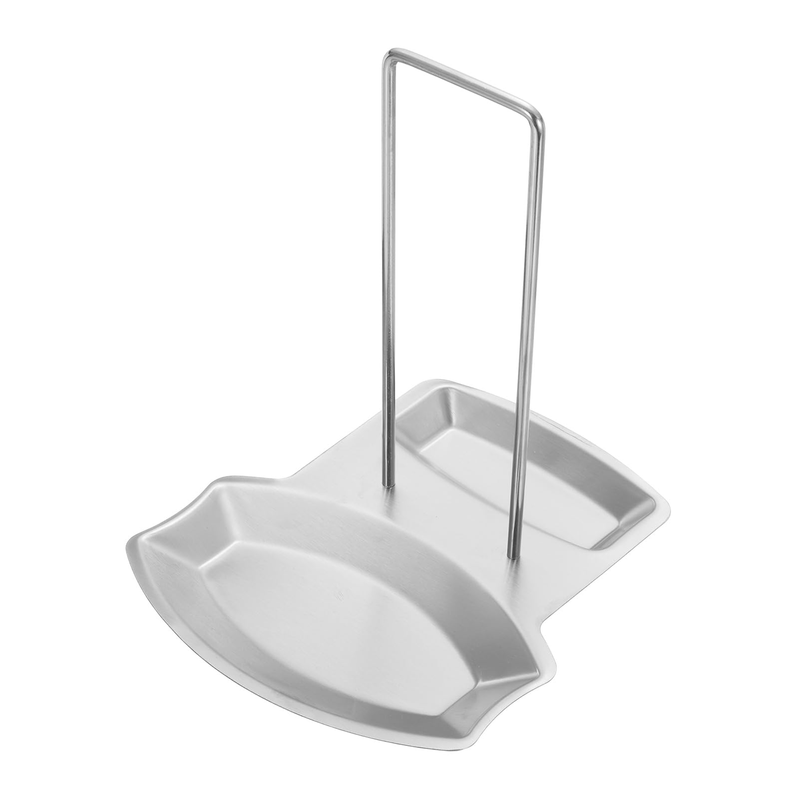 sourcing map Lid and Spoon Rest Shelf, Stainless Steel Pot Lid & Pan Shelf Kitchen Utensil Holder Pot Cover Stand with Drip Tray and Screw for Cooking, Restaurants Home Kitchen Use, Silver