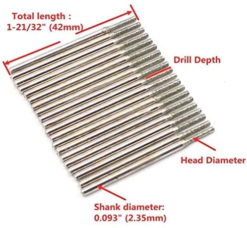 Juego brocas diamante 0.4-1.5mm 60 piezas para piedra miniatura 3