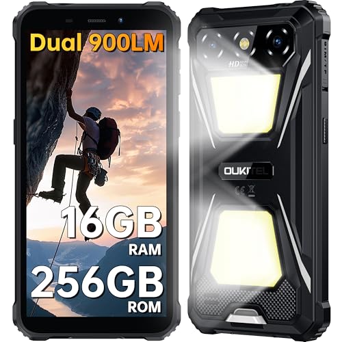 OUKITEL G5 Outdoor Handy Ohne Vertrag 16G+256G/1TB, 6 Zoll Rugged Smartphone mit 900LM Campinglicht | 6300mAh/IP68 Wasserdicht/13MP Kamera/Dual SIM/Android 14/GPS/OTG/Face ID OUKITEL G5 Outdoor Handy Ohne Vertrag 16G+256G/1TB, 6 Zoll Rugged Smartphone mit 900LM Campinglicht | 6300mAh/IP68 Wasserdicht/13MP Kamera/Dual SIM/Android 14/GPS/OTG/Face ID