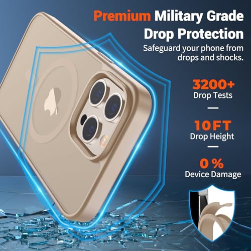 Image of SUPFINE Magnetic for iPhone 13 Pro Case(Compatible with MagSafe)(Military Grade Drop Protection) Slim Translucent Matte Shockproof with Anti-Fingerprint Phone Case,Desert Gold