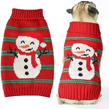Christmas Dog Sweaters for Small Medium Large Dogs and Cats,Pet Soft Warm Holiday Outfit Girl & Boy,Pup Winter Clothes Turtleneck Double Knitting Collar for Outdoors Playing Snowman,X-Small