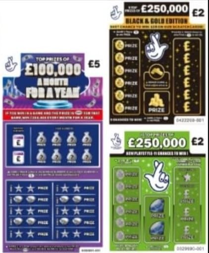 3x Fake Winning Lottery Scratch Cards Prank Funny Joke Gag Gift for Friends