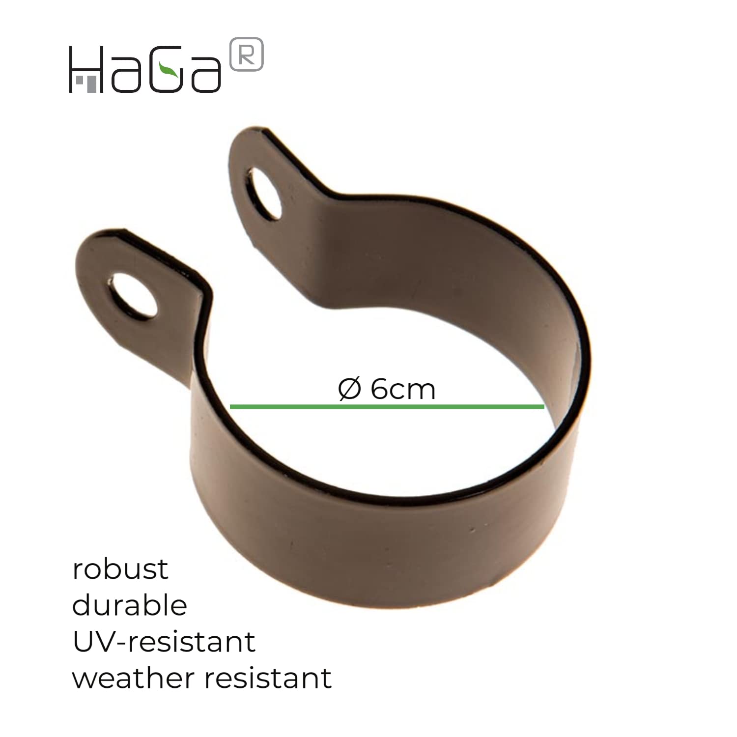 HaGa® Strebenschelle rund Ø 6cm - 50 Stück Befestigungsschellen für Zaunbau in braun