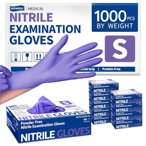 Supmedic Medical Soft Max Lilac Nitrile Disposable Gloves 1000ct Latex-Free Powder-Free Non-Sterile Food Safe Cleaning Exam (Small)