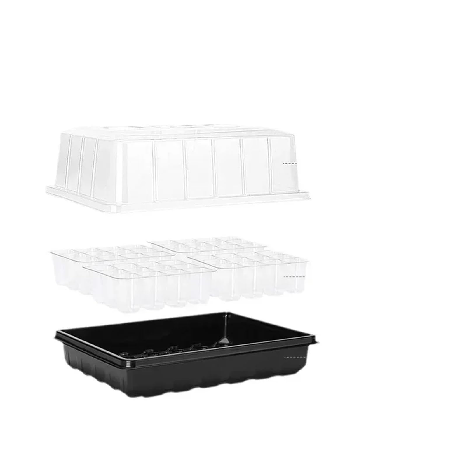 Bandejas De Semillas Bandeja for Semillas de 1/3 Piezas, 24/48 Orificios, Caja for plántulas, macetas, for germinación, incubadora Plantas, for jardinería para Jardines(Black,48 Holes,3PCS)