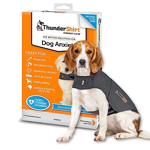 ThunderShirt for Dogs | Dog Calming Jacket | Thunder Shirts for Dogs Medium | Dog Anxiety Jacket | Instant Natural Relief for Storms Fireworks & Separation | Calming Vest | 5 Sizes Grey