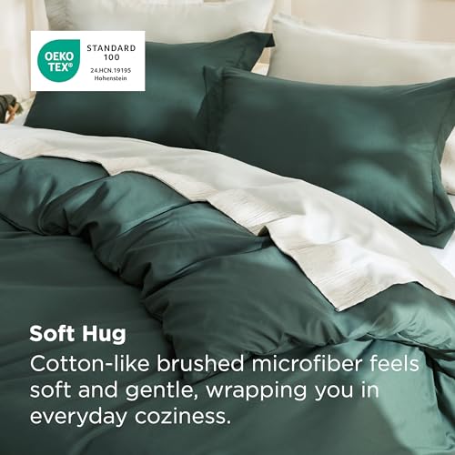 Image of Bedsure Duvet Cover Full Size, Double Brushed Bedding Set, Forest Green | For Kids & Adults, 80 inchx90 inch Comforter Cover, Hotel Luxury, All Season, Breathable, Easy Care, Lightweight, Zipper Closure