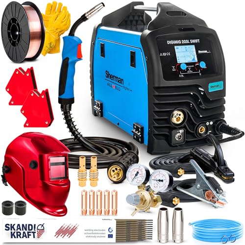 Sherman DIGIMIG 203L SWIFT - poste a souder mig avec gaz et fil fourré - avec induction, soudage par points, ATC - soudage: MIG/MAG, MMA, TIG - technologie IGBT - Kit premium