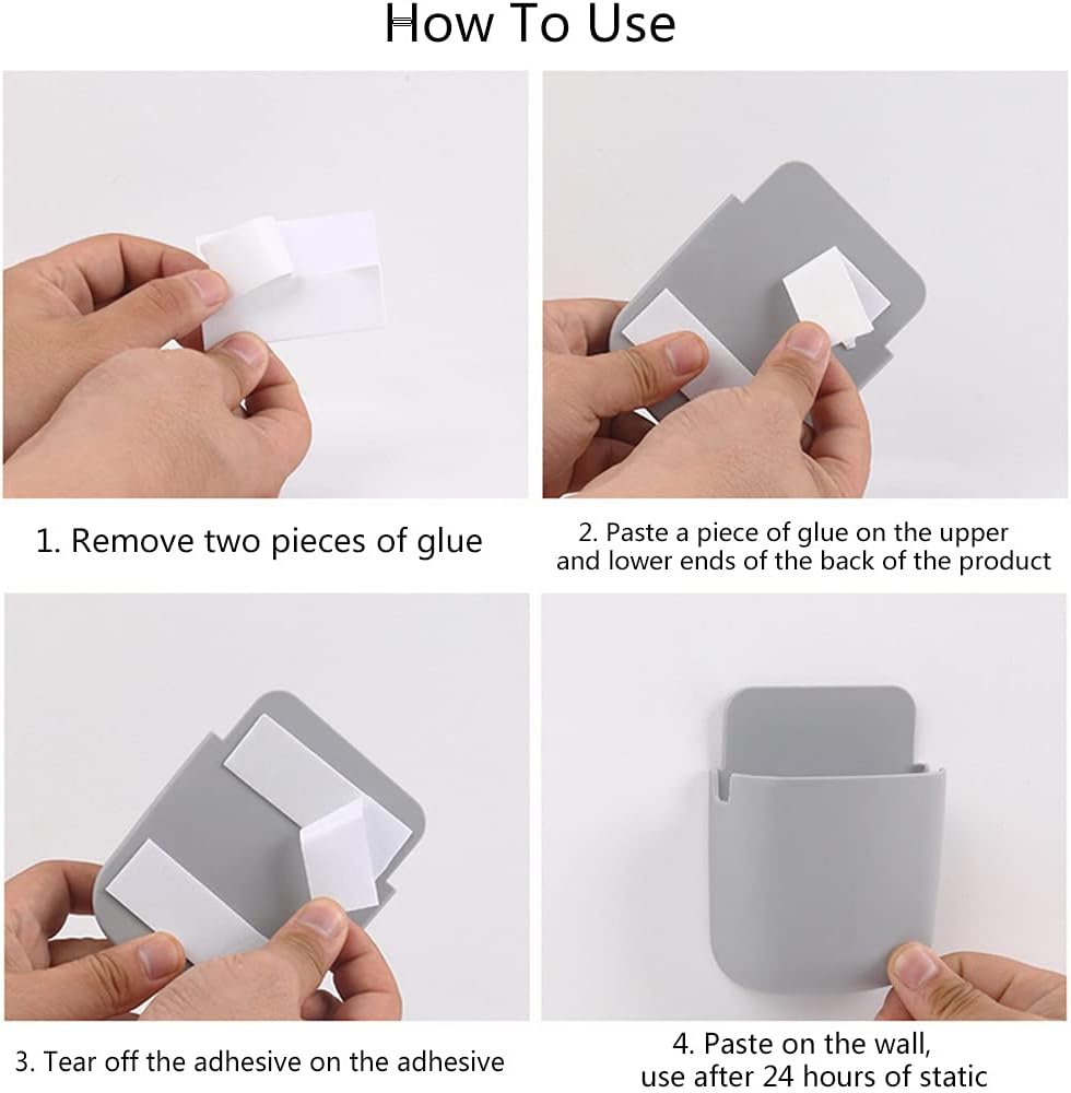 Phone Wall Mount Storage Box Pen Holder for Wall Sticky Organizer for Phone Remote Control Home School Supplies Adhesive Storage Boxes for Mobile