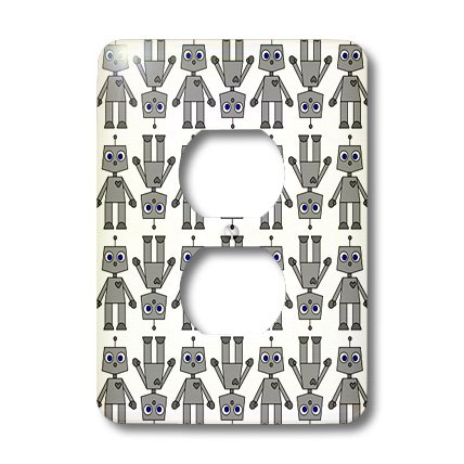 Cute de robot impreso con acabado resistente sobre placa de 2 enchufes 3