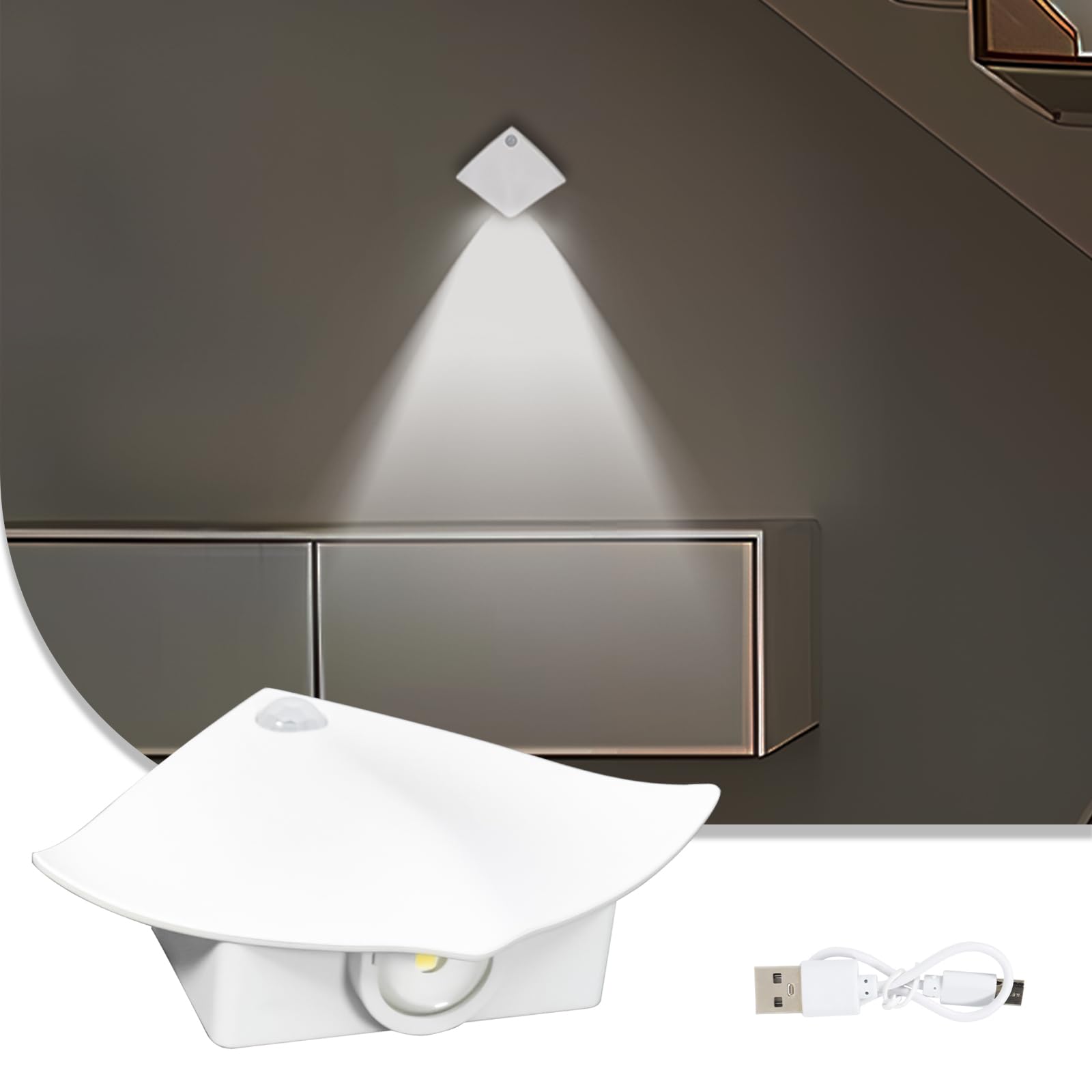 Melofo Motion Sensor Light, 6500K Magnetic Wall Light, White 1 Pack