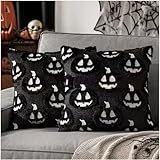 Xiyocadt 2pcs Halloween Kissenbezug,Herbst Kissenbezüge 45x45,Mit Geist Kürbismonster Laternen Motiven Zierkissenbezug Für Halloween Deko Kissenbezüge Thanksgiving Für Sofa Couchkissen (Schwarzer)
