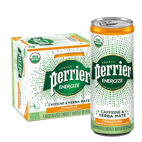 Perrier Energize Tangerine Flavored Carbonated Energy Water Beverage. An Organic Energy Drink with plant-based caffeine and yerba mate extract for the afternoon boost, 11.15 Fl. Oz. cans (6 pack) Perrier Energize Tangerine Flavored Carbonated Energy Water Beverage. An Organic Energy Drink with plant-based caffeine and yerba mate extract for the afternoon boost, 11.15 Fl. Oz. cans (6 pack)