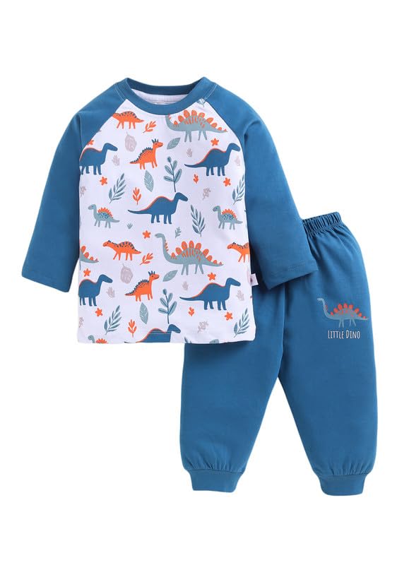 Boys Cotton Animal Print Round Neck Full Sleeves T-Shirt & Pyjama Set-image-48