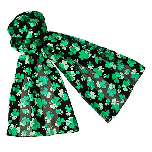 Evening Elegance Light and Bright St Patrick's Day Shamrock Scarf White - W512WBK