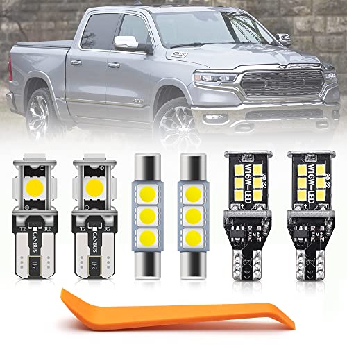 12pcs Super Bright 6000K LED Interior Lights Bulb for 2019 2020 2021 2022 Dodge RAM 1500 5th Gen LED Map Dome Footwell Cargo Light Bulbs White LED Interior Light Bulbs Package + Install Tool