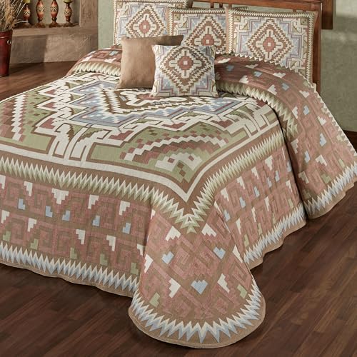 Touch of Class Valley View Southwestern Grande Cal King Bedspread Multi Warm 24 Inch Drop Cotton/Polyester Bedspread