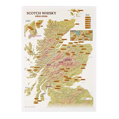 Maps International Whisky Distilleries Collect and Scratch Print - Poster for Scotch lovers - 11.69 (w) x 16.53 (h) inches
