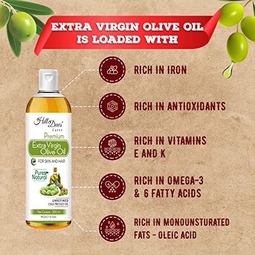 Image of Extra Virgin Olive Oil 200ml Pure Natural Cold Pressed For Skin and Hair 200 ml