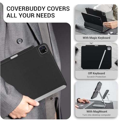 Image of SwitchEasy Upgraded CoverBuddy for iPad Pro 12.9 inch Case Compatible with Magic Keyboard & Smart Keyboard Folio (Keyboard Not Included) | with Pencil Holder | for iPad Pro 12.9 inch 5-6th Gen, Leather Black