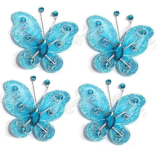 40-Pack Blue Organza Butterflies 2