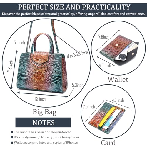 Image of Makcr Joacbv Women Embossed Pattern Satchel Handbags Wallet 3 pcs Set Crossbody Tote Top Handle Vegan Leather Ladies Bag | Embossed Pattern