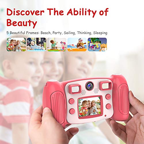 Victure Kids Camera Digital Rechargeable Selfie Action Camera 1080P HD 12MP with 2 Inch LCD Display and Shockproof Handles for Girls Boys Toys Gifts