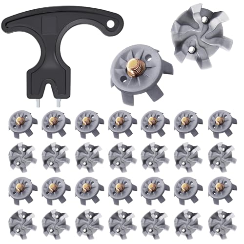 31Pcs Golf Spikes Set 30 Golf Shoe Spikes Replacements with 1 Black Cleats Spanner Metal Thread...