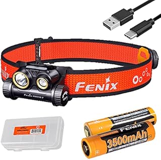 Fenix HM65R-T 1500 Lumen Dual Beam USB-C Rechargeable Headlamp, Lightweight for Trail Running with Extra 3500mAh Battery and LumenTac Battery Organizer