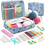 118 PC Crochet Kit for Beginners Knitting & Crochet Supplies,Premium Crocheting Kit Includes 12 Spools Crochet Yarn, 21 Crochet Hooks,6 Needes and 1 Crochet Case, Crochet Kits for Starter Adults