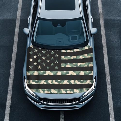 Image of Car Hood Cover, Protector Auto Hood Wraps Waterproof American Flag Auto Exterior Accessories for Compact Sedan SUV Truck Van (59x39 Inch)