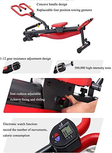 Image of Fitness Indoor Rower Rowing Machine Concave Handle Design Multi-Function Rowing Machine - Full Body Exercise for Home Use