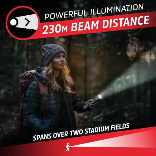 Image of Energizer LED Flashlight Vision PRO, Ultra Bright 1000+ Lumens, IPX4 Water Resistant, Aircraft-Grade Aluminum LED Light, Rugged Metal Flash Light for Outdoors, Emergency Power Outage, Gray