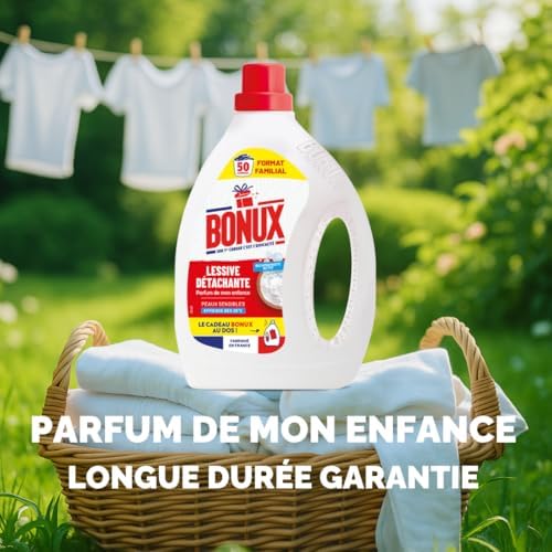 Lavage en profondeur pour peaux sensibles de Bonux I Lessive Liquide | Adaptée aux peaux sensibles | Nettoie en profonde
