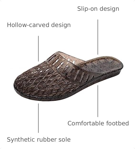 Image of Womens Jelly Shoes, White Jellies Sandals Glitter Clear Flats Slip On Summer Beach Slippers Transparent Closed Toe Soft Slide