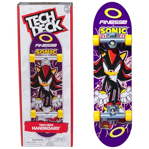 TECH DECK Finesse X Sonic The Hedgehog Handboard; Authentic Mini Skateboards Kids Toys for Boys & Girls Ages 6 and up (Hands Use Only)