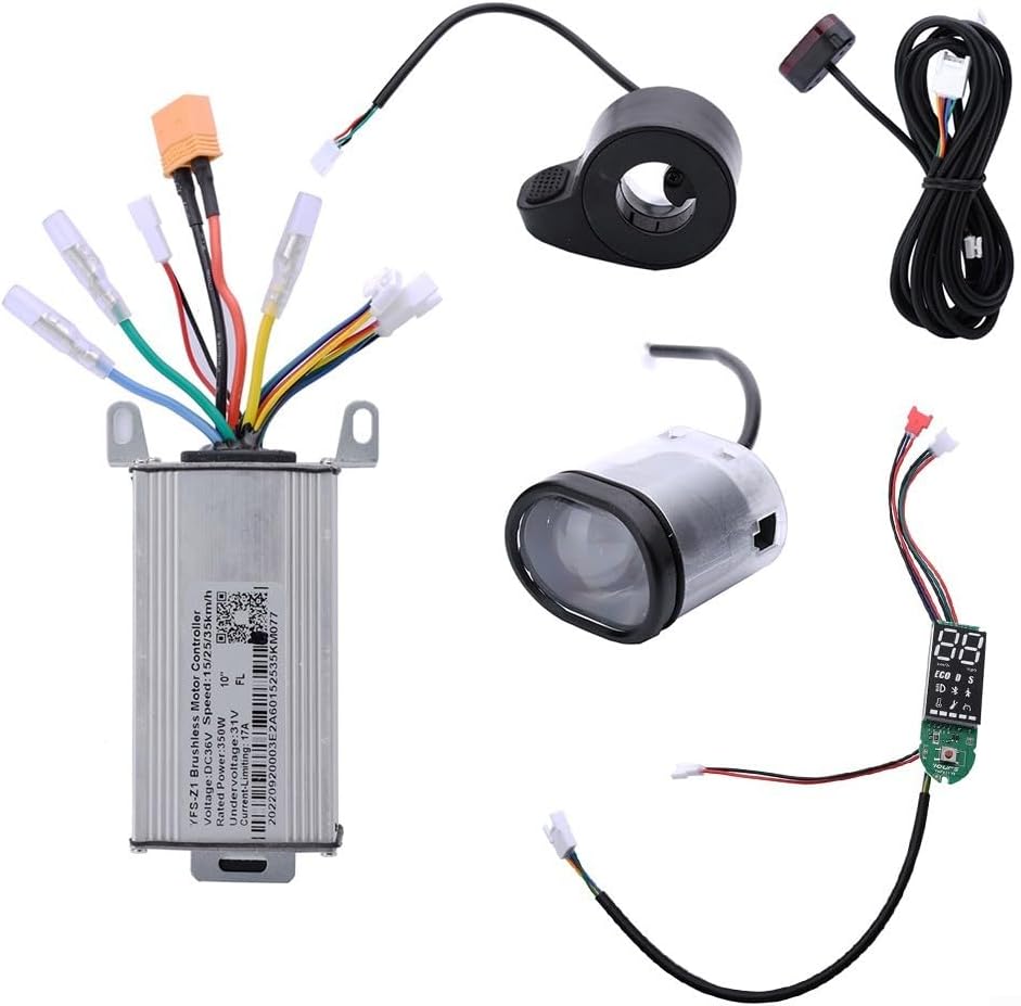 Eletric Scooter Controller, Electric Bike Scooter Brushless Controller Kit Include 36V 500W 17A Controller Dashboard and Accelerator