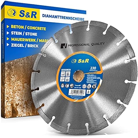 S&R Diamanttrennscheibe 230 x 22,2 mm Professional, Diamant-Trennscheibe zum Trennen von Baumaterialien, Beton, Naturstein, Stein, Ziegel, Mauerwerk, hohe Standzeit Cover