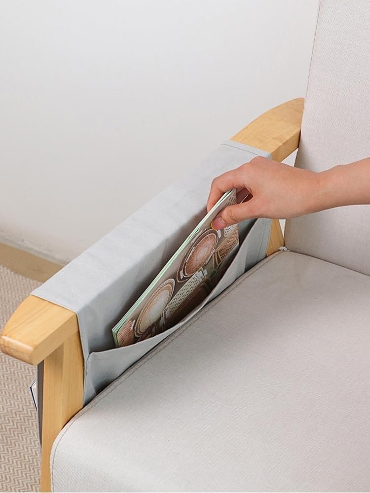 Filcowa torba do przechowywania przy łóżku z kiesz Fotel Caddy z 5 kieszeniami na czasopisma, telefon, uchwyt na pilota, antypoślizgowe pokrowce, organizer, kieszenie na łóżko(Light Grey)
