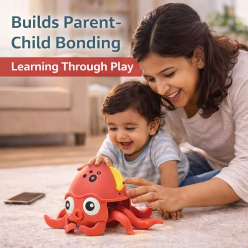 Image of Crawling Octopus Toy for Babies & Toddlers | Rechargeable Musical Moving Toy with Light & Sound | Sensor Obstacle Avoidance Tummy Time Toy | Educational Gift for Kids 6 Months+